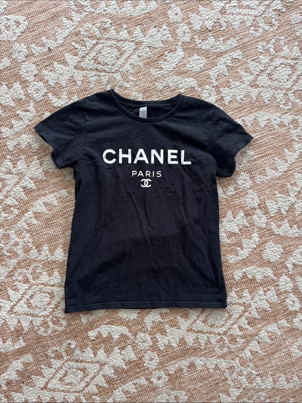Black cotton Tee with White Logo